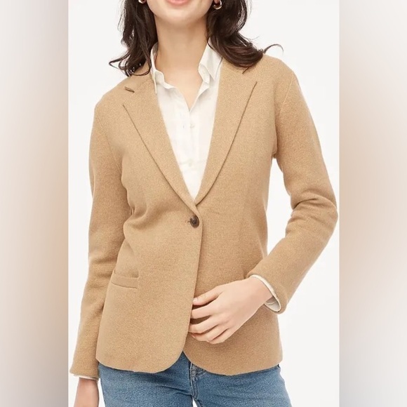 J. Crew Factory Jackets & Blazers - J. Crew Factory Schoolboy Sweater Blazer Cardigan Tan Heather Acorn L NWOT